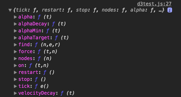 D3 simulation object in JS console
